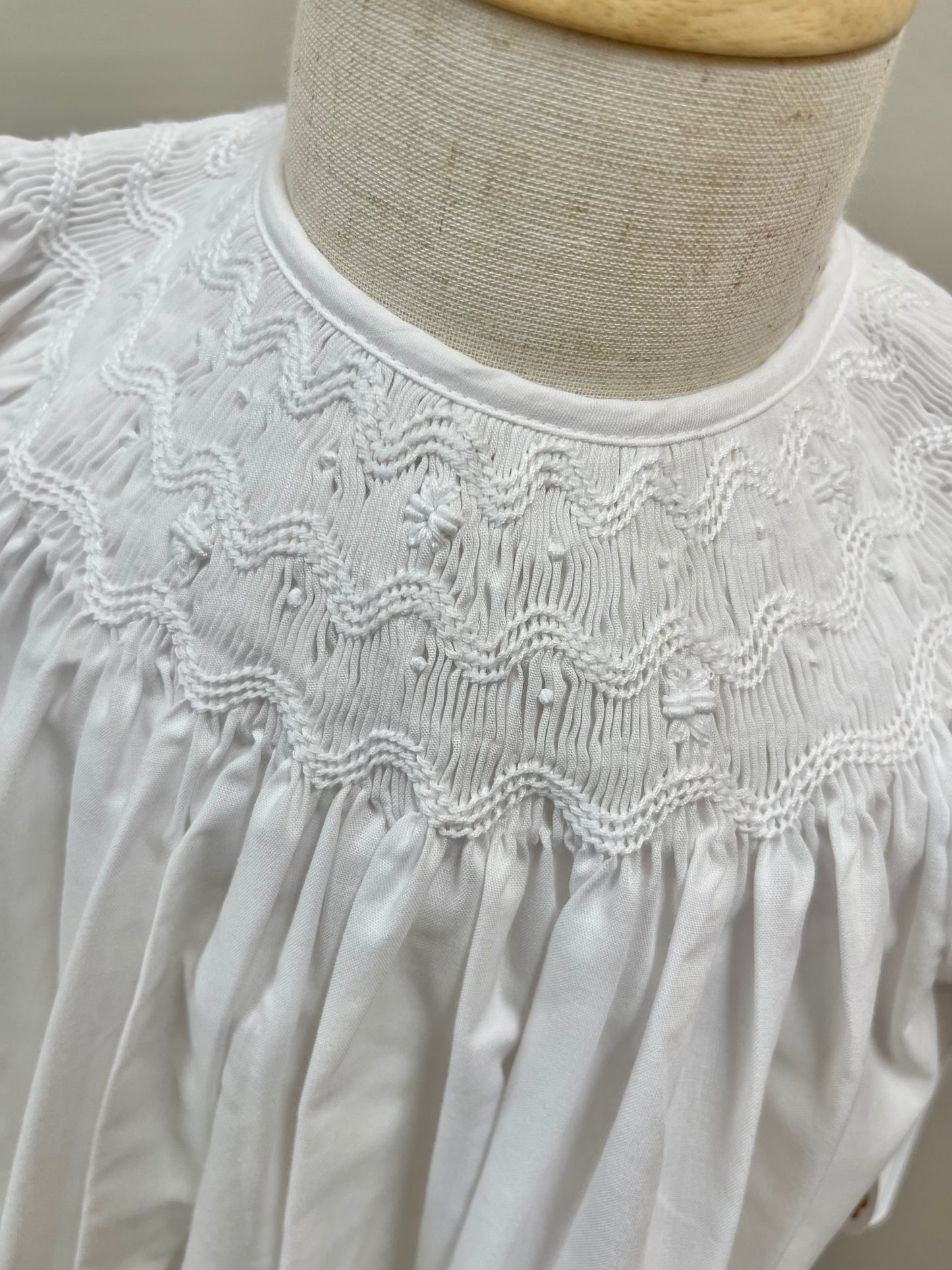 White Daygown with Wave Smocking