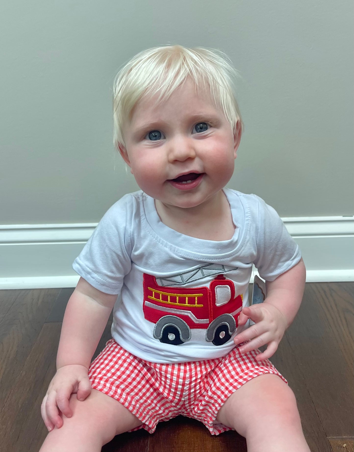 Embroidered Firetruck Short Set