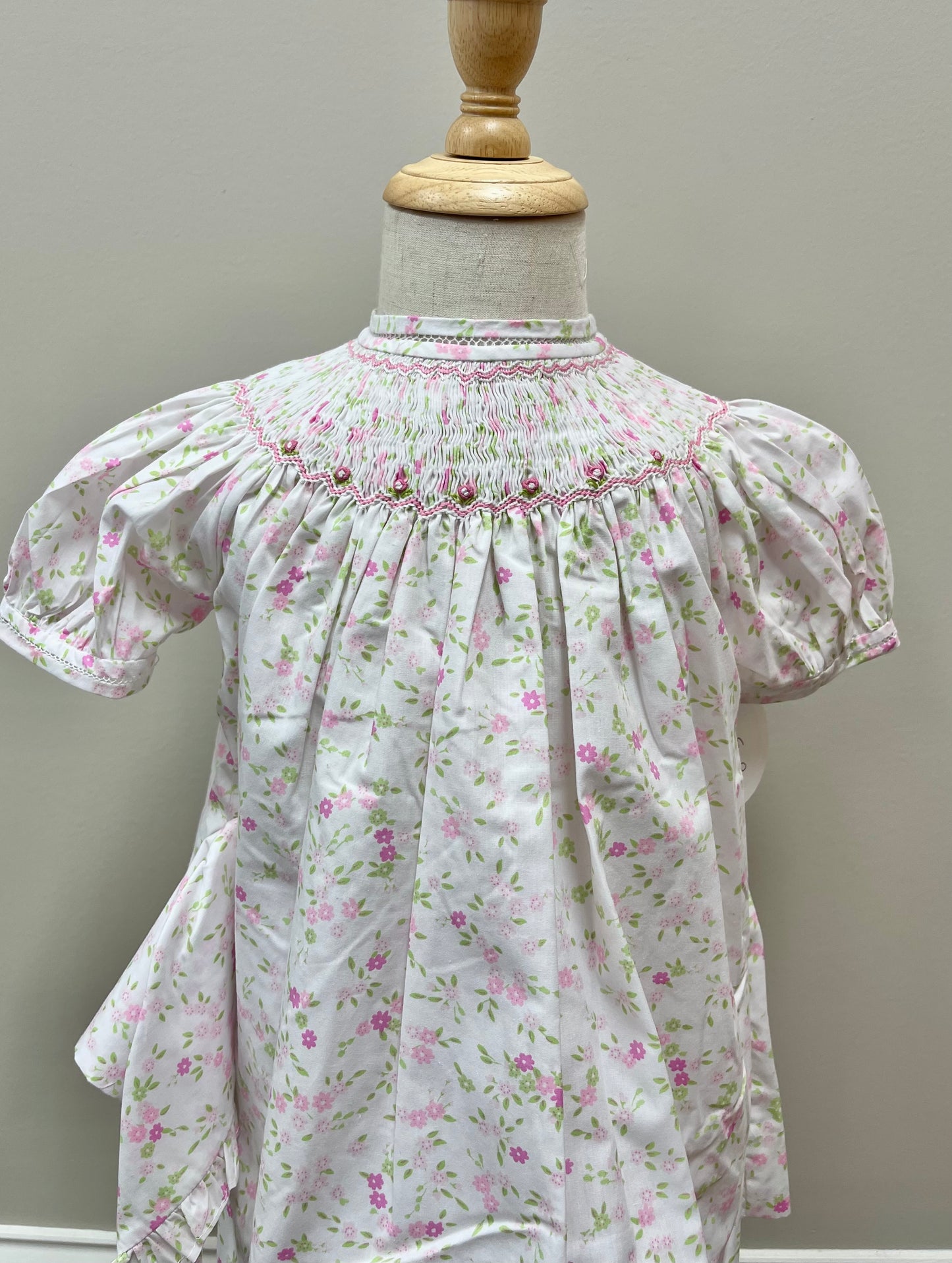 Smocked Floral Bishop Dress