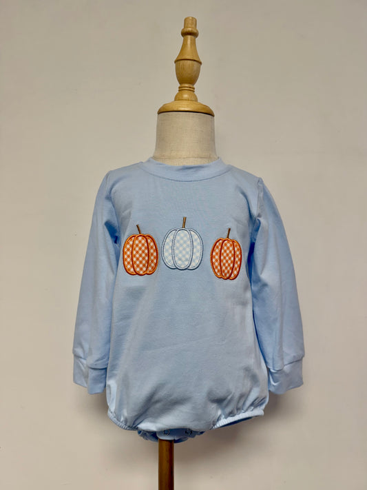 Boys Gingham Pumpkin Bubble