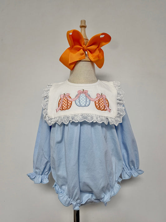 Girls Gingham Pumpkin Bubble
