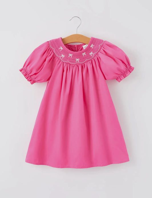 Pink Smocked Bow Dress