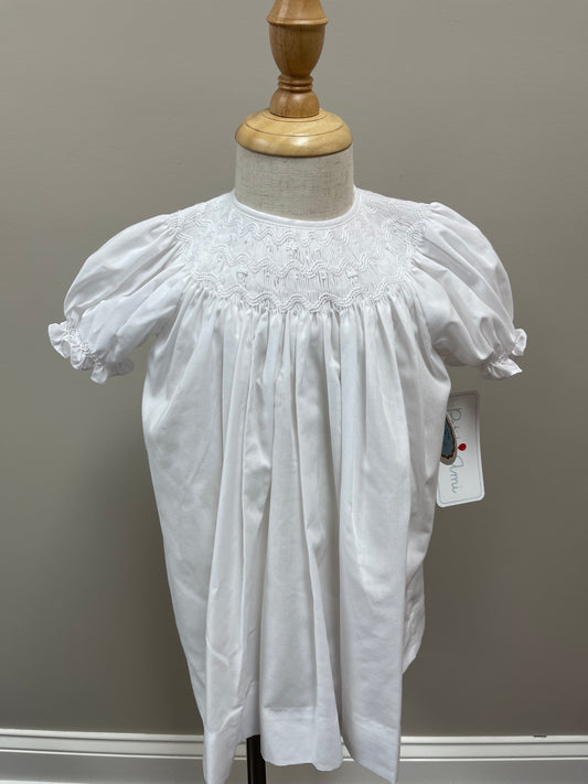 White Daygown with Wave Smocking