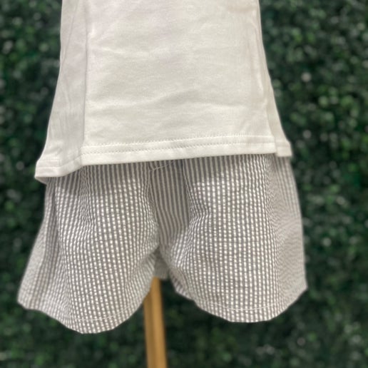 Gray Seersucker Shorts