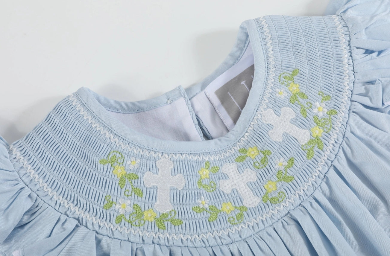 Floral Cross Smocked Dress